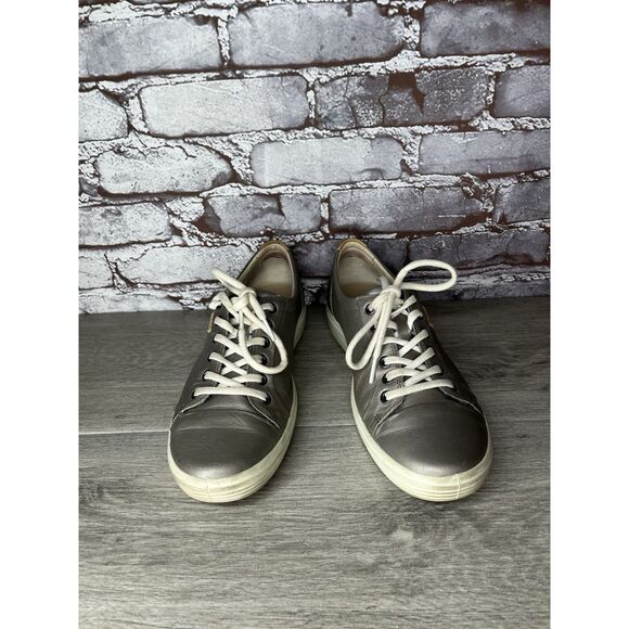 ECCO Soft 7 Stone Metallic Silver Leather Casual Sneakers Women Sz 40EU/9.5M US - Picture 16 of 16